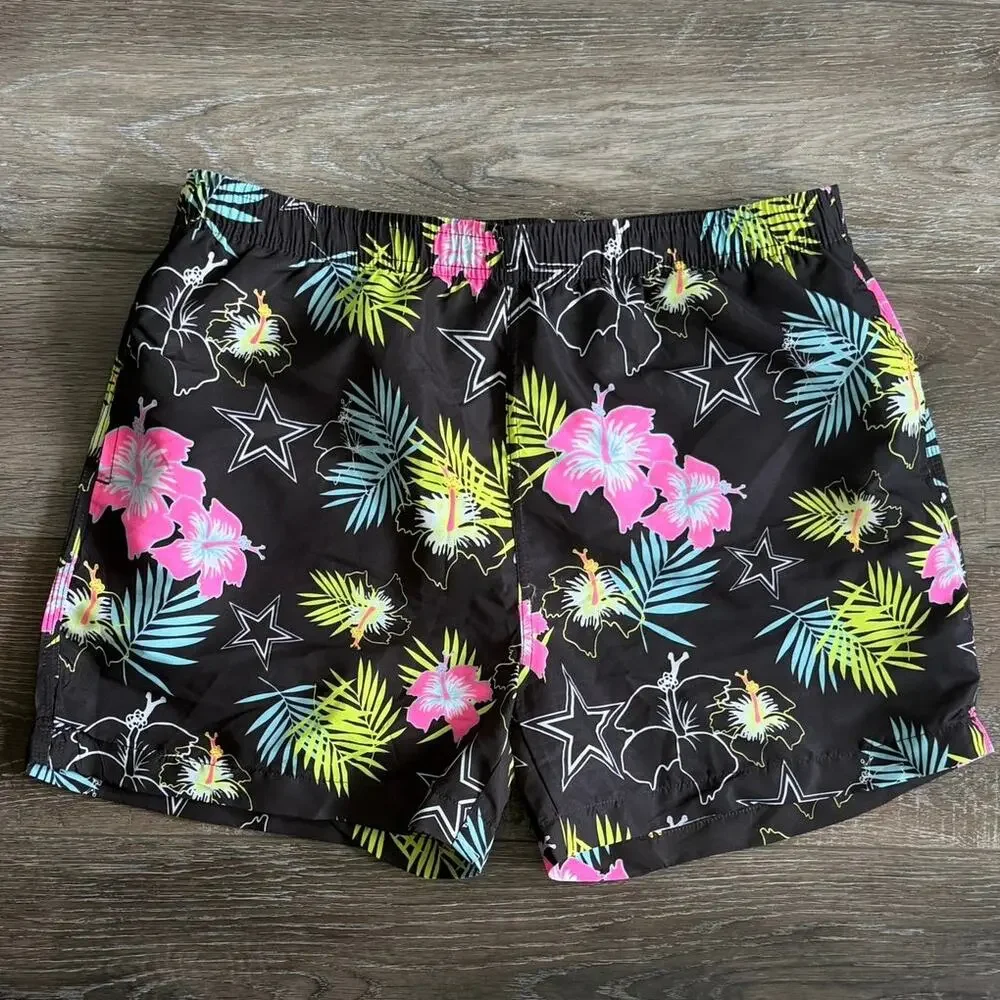 Dallas Cowboys FOCO Neon Floral Swim Trunks NWT Men’s Large Beach Shorts